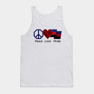 Peace, Love, and Pride design in Polyamory pride flag colors Tank Top